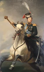 Portrait du tsarévitch Alexandre Nikolaïevitch à cheval, 1850s