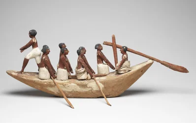 Modèle de bateau à voile de la tombe de Khety (Beni Hasan) Moyen Empire, c.2010 av. J.-C. - 1950 av. J.-C.