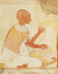 Harpiste aveugle chantant, provenant de la tombe de Nakht, Nouvel Empire