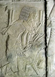 Antiquité égyptienne : relief de la tombe de Kha em Het (Khaemhat) inspecteur des greniers et scribe à la cour d