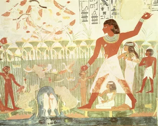 Chasse et pêche, de la tombe de Nakht, Nouvel Empire