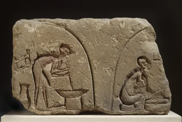Relief en grès de la préparation d