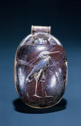 Scarabée avec héron, provenant de la tombe de Toutânkhamon, Nouvel Empire