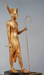 Statuette du roi portant la couronne rouge du nord, de la tombe de Toutankhamon (c.1370-52 av. J.-C.) Nouveau Royaume