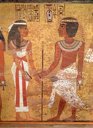 Toutankhamon (c.1370-1352 av. J.-C.) et sa femme, Ânkhésenamon, de sa tombe, Nouvel Empire