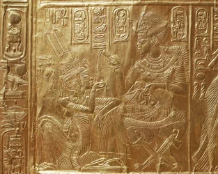 Toutankhamon et sa femme, détail du coffret rituel