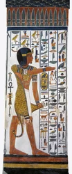 Égypte, Thèbes, Louxor, Vallée des Reines, Tombe de Néfertari, peinture murale du dieu Horus dans la chambre funéraire de la 19e dynastie