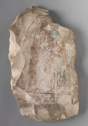 Ostracon : Ramsès II allaité par une déesse, vers 1279-1213 av. J.-C.