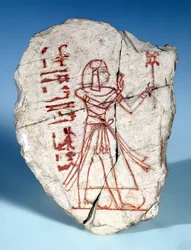 Ostrakon avec une figure masculine, de Deir El-Medina
