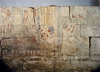 Relief de la tombe de Netcherouymes, important fonctionnaire de Ramsès II, Saqqara, règne de Ramsès II. Civilisation égyptienne, Nouvel Empire, Dynastie XIX