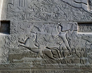 Campagnes de Séthi Ier en Syrie et en Palestine, relief, mur extérieur nord de la grande salle hypostyle, complexe du temple de Karnak (Liste du patrimoine mondial de l