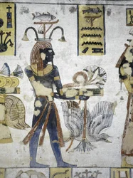 Égypte, Thèbes, Louxor, Vallée des Rois, Tombe de Ramsès III, peinture murale des offrandes rituelles, de la vingtième dynastie