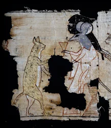 Papyrus représentant une scène satirique, vers 1100 av. J.-C., datant du règne de Ramsès IX, détail, civilisation égyptienne, Nouvel Empire, XXe dynastie