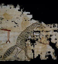 Papyrus représentant une scène satirique (détail)