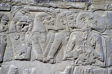 Relief représentant des « Prisonniers du Nord » à la bataille de Ramsès III, Grand Temple de Médinet