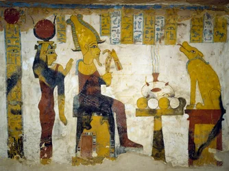 Peintures murales de la chambre funéraire de la Tombe de Pa Nentwy, Oasis de Bahariya, Gizeh, Égypte. Civilisation égyptienne, 26e dynastie, 663-525 av. J.-C.