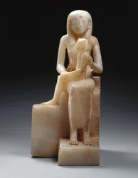 Pepy II et sa mère la reine Meryreankhnes, probablement de Saqqara, Ancien Empire (calcite)