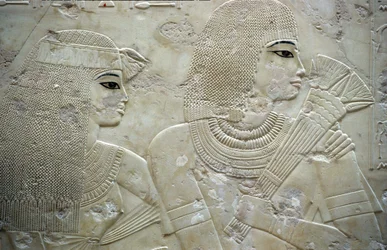 Égypte ancienne, Peinture/Gravure, Ramose et sa femme, Gouverneur de Thèbes, Vallée des Nobles, Tombe de Ramose