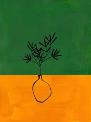 Plante abstraite verte et orange