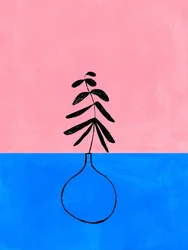Plante minimaliste rose et bleue
