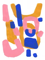 Rose, bleu, or, abstrait