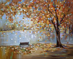 Un banc dans le parc en automne
