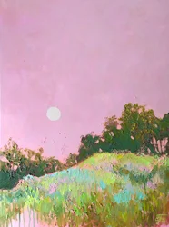 Collines roses et vertes de rêve
