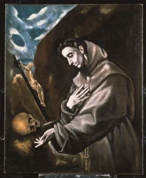 Saint François debout en méditation (huile sur toile)