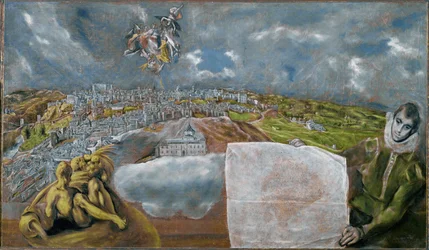 Vue et plan de Tolède (peinture sur toile)
