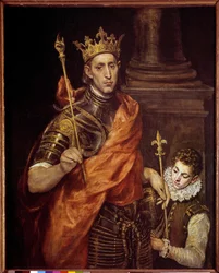 Portrait de Saint Louis (Louis IX) avec un page (1214-1270)
