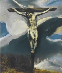 Le Christ en croix dans un paysage