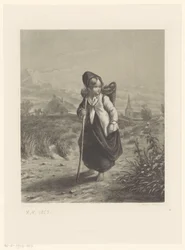 Fille avec panier sur le dos