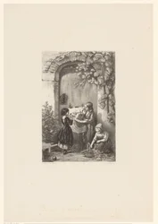 Quatre filles devant une porte