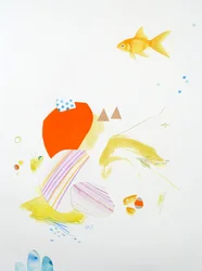Composition de poisson, 2015 (aquarelle et collage sur papier)
