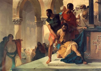 Fazio traîné hors du temple de Sainte-Sophie à Constantinople