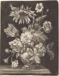 Nature morte florale avec un tournesol