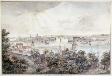Vue de Stockholm depuis Söder avec le Palais Royal, Storkyrkan, Riddarholmskyrkan et Tyska kyrkan