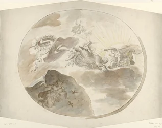 Conception pour une peinture de plafond avec Aurora chassant la Nuit