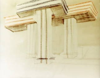 Dessin de conception pour le bâtiment wolkenbugel (fer-nuage) proposé par el lissitzky (lazar markovich lissitzky) qui n