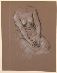 Dessin, Étude de torse féminin, vers 1885