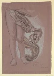 Dessin, étude de la draperie de "Fortune", vers 1877