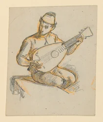 Garçon Assis jouant du Luth