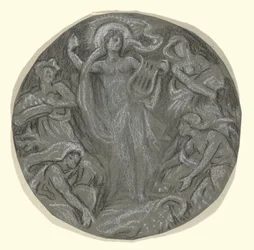Étude pour le cercle central du plafond de Huntington : Apollon et ses assistants