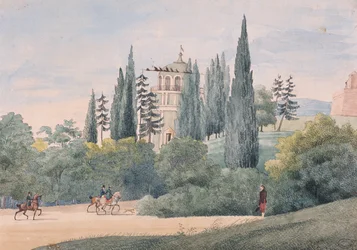 Cavaliers dans un paysage italien