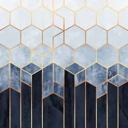 Hexagones bleus dorés