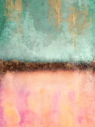 Couleurs bleu sarcelle, rose et or
