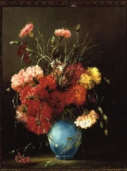 Œillets rouges, blancs et roses