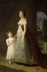 Portrait de Caroline Bonaparte 1782-1839, reine de Naples et de Sicile, avec sa fille, Letizia, 1807