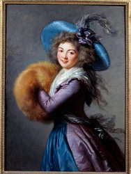 Portrait de Madame Molé Reymond (1759-1833), actrice de la Comédie Italienne Elle porte un chapeau à plumes et une manche