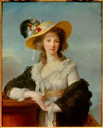 Portrait de Yolande Gabrielle Martine de Polastron, Duchesse de Polignac (1749-1793) avec le chapeau de paille
